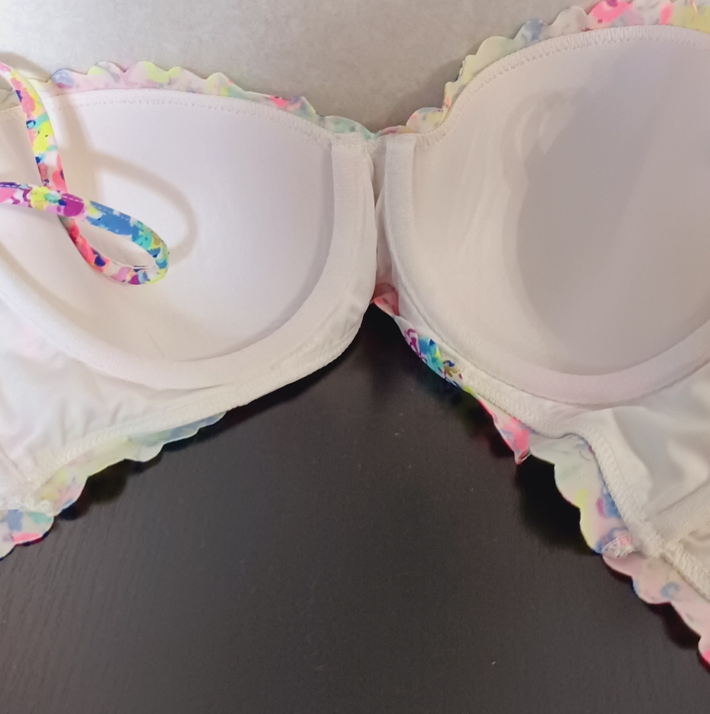 Victoria's Secret NWOT 2pc abstract Floral Bikini top Ana d bottom Never Used - Picture 9 of 12